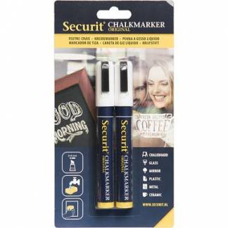 Tuschpen 2 stk Securit medium 2-6 mm Hvid