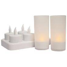 LED Fyrfadslys Genopladelige 6 lys/6 glas/1 oplader