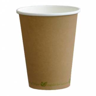 Kaffebæger Pap/PLA Ø80xH90mm 25cl 8oz Single Wall Brun Catersource