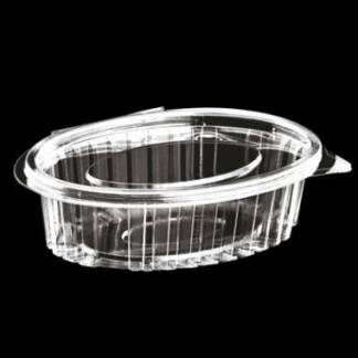 Plastbæger Catersource 250 ml 112x145x42 mm Oval Hængslet låg RPET Klar