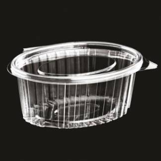 Plastbæger Catersource 375 ml 112x145x57 mm Oval Hængslet låg RPET Klar