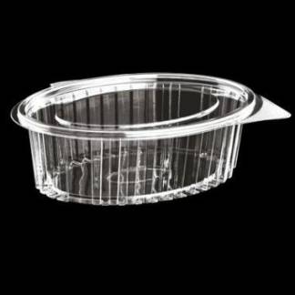 Plastbæger Catersource 500 ml 127x160x57 mm Oval Hængslet låg RPET Klar