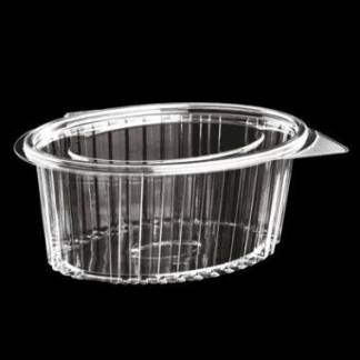 Plastbæger Catersource 1000 ml 145x190x82 mm Oval Hængslet låg RPET Klar