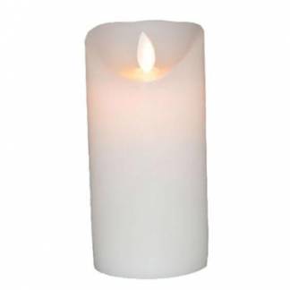 LED bloklys &Oslash;75x150 mm Paraffin med bev&aelig;gelig flamme Hvid