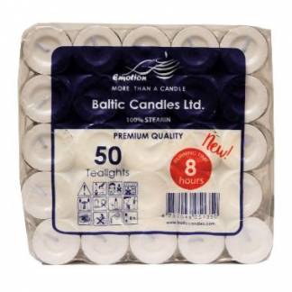 Fyrfadslys Br&aelig;ndetid 8 timer Ren stearin 50 stk