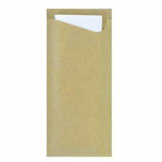 Sachetto 8.5x19 cm Natur med hvid Serviet