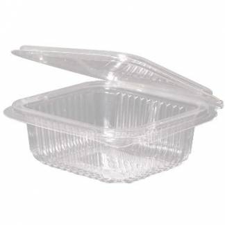 Plastbæger 250 ml 126x117x43 mm Firkantet Hængslet låg Bionedbrydelig PLA Klar