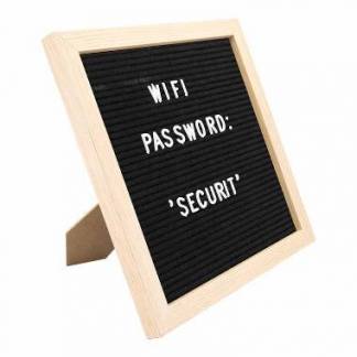 Tavle Securit 30x30x2 cm ramme af træ med 360 bogstaver/tal og ikoner