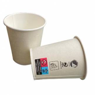 Kaffebæger Pap Ø80xH90mm 25cl 8oz Svanemærket Single Wall Hvid Catersource