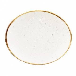 Tallerken Oval Stonecast 16x19.2cm Porcelæn Vanilje