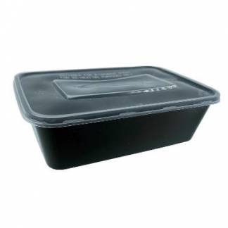 Plastbakke Catersource 650 ml 175x115x44 mm nudelbakke med løst låg PP Sort/Klar