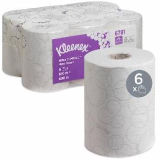 Håndklæderulle Kleenex Ultra Slimroll 19,8 cm x 100 m Hvid