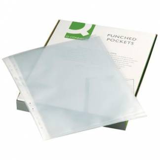 Plastlomme Q-connect klar åben top 0,12mm præget A4 PP