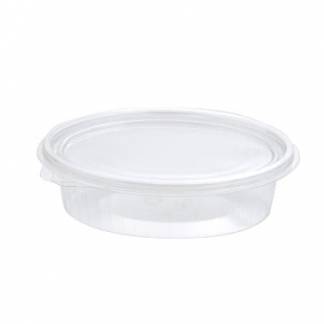 Salatbakke Clearshow 150 ml 150x112x31 mm oval Hængslet låg RPET Klar