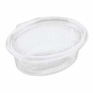 Salatbakke Clearshow 1000 ml 204x166x67 mm oval hængslet låg RPET Klar