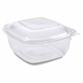 Plastbakke SquarePac 750 ml 179x174x50 mm Hængslet låg APET Klar