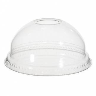 Plastlåg Verive Kuppel Ø95xH41mm Med Hul Til Sugerør RPET Klar