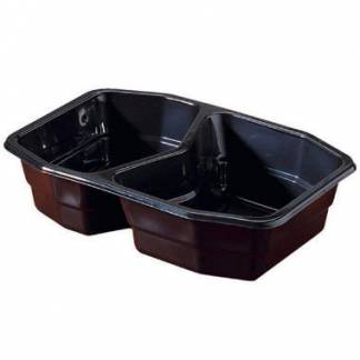 Bakke 2-rum 540/400 ml 215x148x50 mm HMR PP Sort