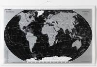 Rolled Black/Silver World map 97 x 67 cm