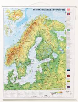 Rolled Scandinavian map 97 x 67 cm.