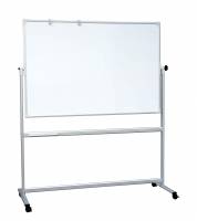 Mobil og vendbar whiteboard 180 × 120 cm magnetisk med aluminiumsstel og ramme inkl pennebakke