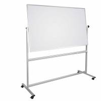 Mobil og vendbar whiteboard 120 × 90 cm magnetisk med aluminiumsstel og ramme inkl pennebakke