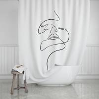 Shower curtain, Line Art, White/Black, 180 x 200 cm Shower curtain, Line Art, White/Black, 180 x 200 cm