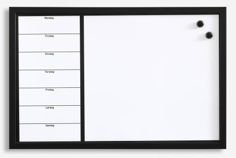 Magnetisk ugetavle whiteboard 60 x 40 cm dansk