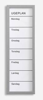 Whitebord ugetavle 20 x 60 cm dansk (ikke magnetisk)