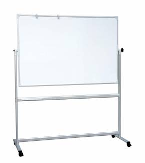 Mobil og vendbar whiteboard 100 × 200 cm magnetisk med aluminiumsstel og ramme inkl pennebakke