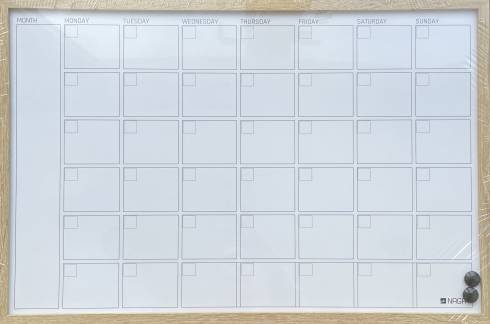 Whiteboard month planner 60x40 Wood frame