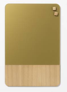 40 x 60 cm. Matt glass gold/Oak veneer Magnetic board K&oslash;b mat guldtavle med magnetisk bagplade og eg finer