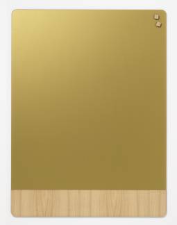 Magnetisk glastavle 120 x 90 cm mat glas guld med egefiner