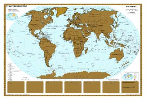 Rolled Scratch World map 97 x 67 cm.