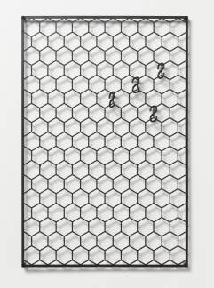 Hexagongitter organizertavle i sort metal 80 x 60 cm inkl. 4 S-kroge