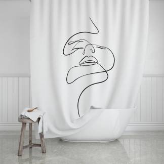 Shower curtain, Line Art, White/Black, 180 x 200 cm Shower curtain, Line Art, White/Black, 180 x 200 cm