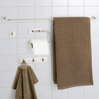 Self-adhesive coat rack , 20 x 4 cm. Brushed chrome. Self-adhesive coat rack , 20 x 4 cm. Brushed chrome.