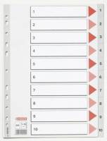 Plastregister Esselte A4 1-10 gr&aring; m/kartonforblad 100105