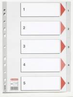 Plastregister Esselte A4 1-5 gr&aring; m/kartonforblad