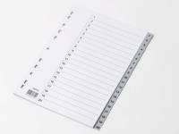 Plastregister gr&aring; A4 1-20 m/kartonforblad