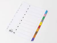 Register mylar A4 1-10 farvet forst&aelig;rket m/forblad