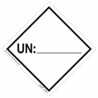 Fareetiket UN-m&aelig;rke hvid/sort 100x100mm UN 250stk