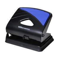 Hulapparat Office DEPOT sort 2-huls m/skinne t/30ark