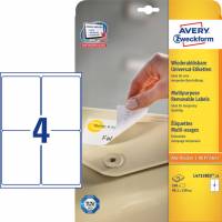 Etiket Avery aftagelig hvid 99,1x139mm 25ark/pak