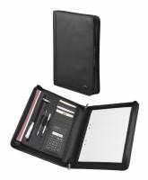 Dokumentmappe l&aelig;der sort 36,5x28x5cm A4