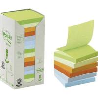 Post-it notes regnbue 76x76mm genbrug 16blk/pak