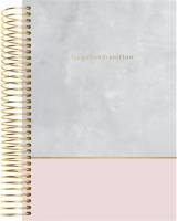 Spiralkalender tekstilpr&aelig;g rosa-gr&aring; 12x17cm 1dage/side 19 2080 20