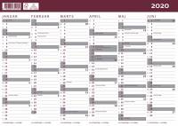 Kartonkalender halv&aring;rs A4 30x21cm 8590 00