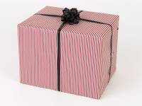 Gavepapir natur m/r&oslash;de striber 40cmx130m recycled