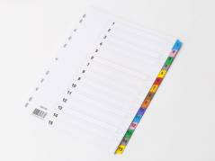 Register mylar A4 1-15 farvet forstærket m/forblad